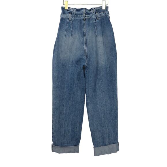 Abercrombie & Fitch Waist Tie Paperbag Mom High Rise Straight Leg Jeans 26/2R - Picture 5 of 8